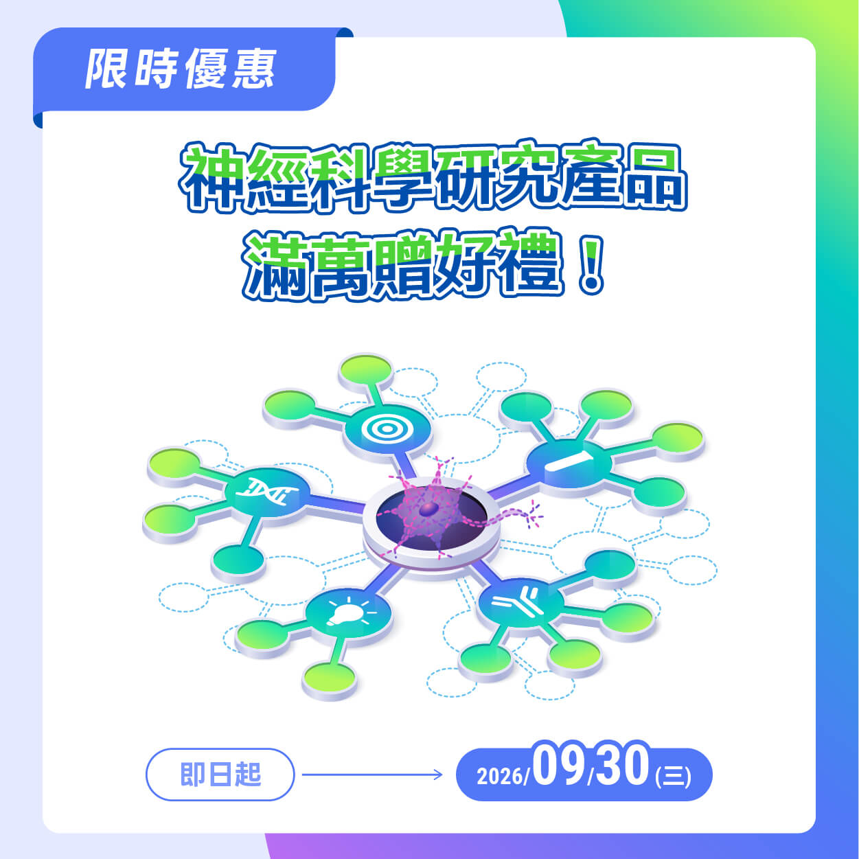 限時優惠！神經科學研究產品，滿萬贈好禮！